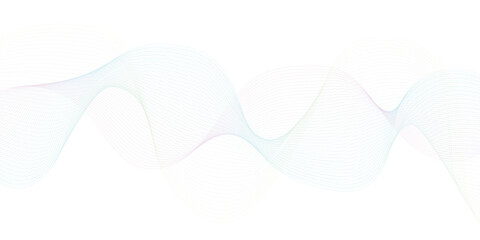 Abstract white background with multicolor smooth lines.  White background with blue and pink curve pattern
