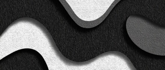 Obraz premium Abstract layered wavy shapes in black and white