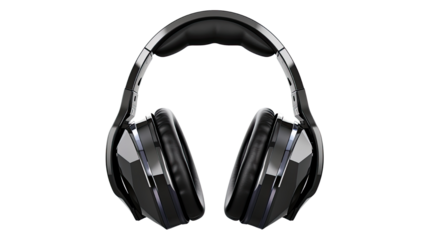 stylish over ear headphones on white background