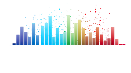 a modern bar chart icon showing vertical columns on white background
