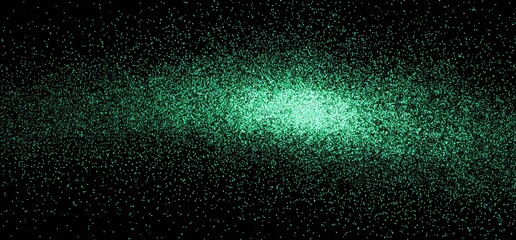 Dark background with glowing, textured green particles