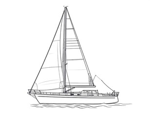 Sailboat illustration captures the sleek lines of nautical design and maritime travel with