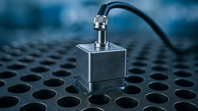 Heat exchanger industry sensor device attached to metal circular tube holes for temperature monitoring and control in manufacturing process