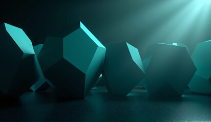 A group of blue cubes sitting on top of a table.