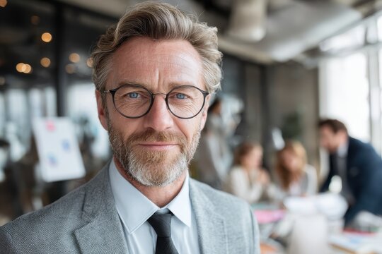 Professional gazing at the camera during work