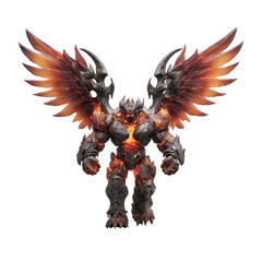 A Powerful Winged Demon With Glowing Lava Depicted On A Transparent Background
