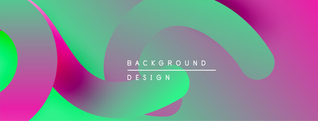 Abstract gradients blend vibrant pinks, purples, greens. Fluid shapes create dynamic background design. Modern, colorful composition.