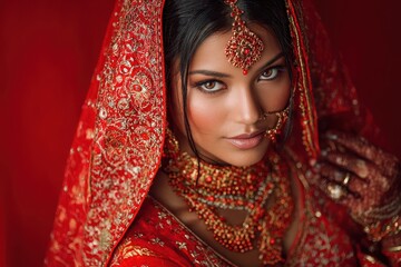 Stunning Indian bride in red attire