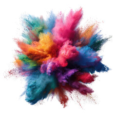 Colorful powder explosion against black background; design element
