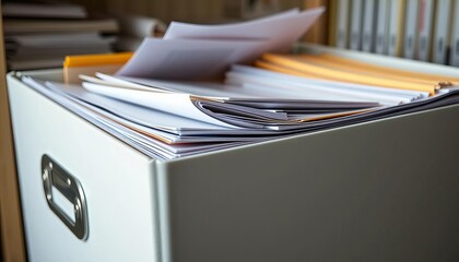 Oversized archive folder overflowing with documents ready for secure storage, online backup, database