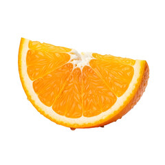Juicy vibrant orange slice glistens with refreshing droplets, perfect for healthy lifestyle and refreshment concepts