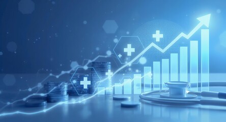 business graph on a blue background