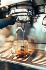 Double Espresso Pouring into Measuring Glass