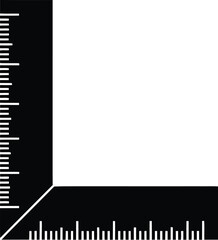 Fototapeta premium Black silhouette of angle square ruler for carpentry and construction, a precise measuring tool, perfect for technical drawings and engineering designs