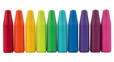 Vibrant rainbow collection of markers arranged neatly for creative expression and art projects