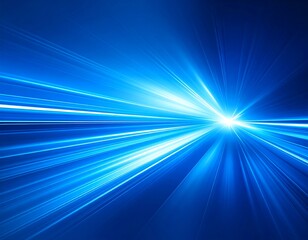 Fototapeta premium Abstract blue light streaks converge at a central point, radiating outward, suggesting speed and motion