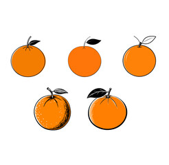 Orange Vector Flat Slice Icon  Orange Fruit Vitamin C Segment Half Illustration