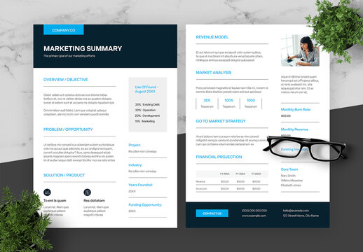 Blue And Black Marketing Summary