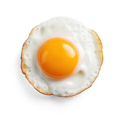 A single fried egg with a golden yolk on a transparent background