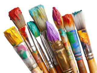 Colorful Paint Brushes with Paint Strokes for Artistic Creations