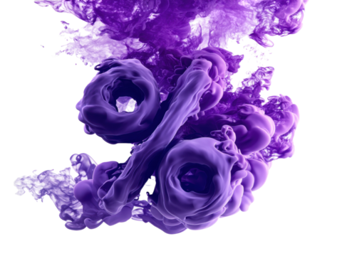 Deep Purple Abstract Percentage Sign Flowing in Fluid Motion