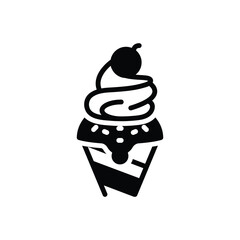 Black solid icon for ice cream