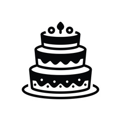 Black solid icon for cake
