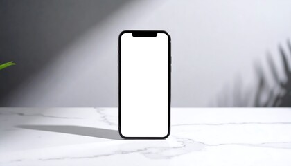 Smartphone on marble surface, studio shot