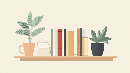 Bookshelf with plants and decor
