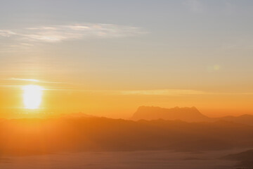 Mountains landscape in morning sky sunlight