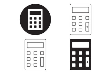 Calculator icon. Symbol of tax accounting scientific keyboard device. Vector set of numeric mathematical formula solving digital counter Calculator icon in outline and solid style Vector eps 10
