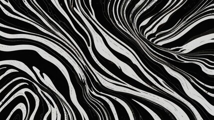 Abstract black and white flowing lines creating a dynamic, textured pattern.