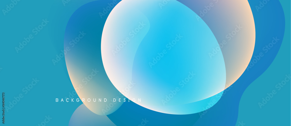 Wall mural abstract fluid shapes overlap, creating vibrant blue gradients. smooth curves suggest motion, modern