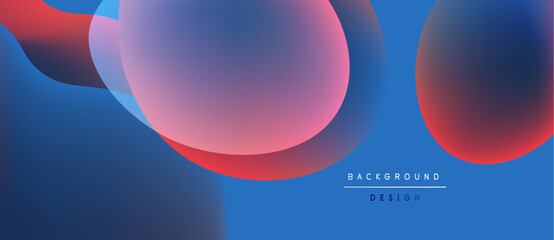 Abstract fluid shapes overlap, creating vibrant blue, pink, red gradients. Modern design element for backgrounds, presentations.