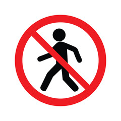 Flat bold vector icon of a No Entry traffic sign on white background, ideal for warning and prohibition themes. No Entry sign silhouette vector icon illustration clip art on white background