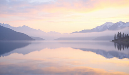 A large body of water with mountains in the background.