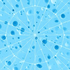 Abstract light blue radial pattern with translucent orbs and web-like lines