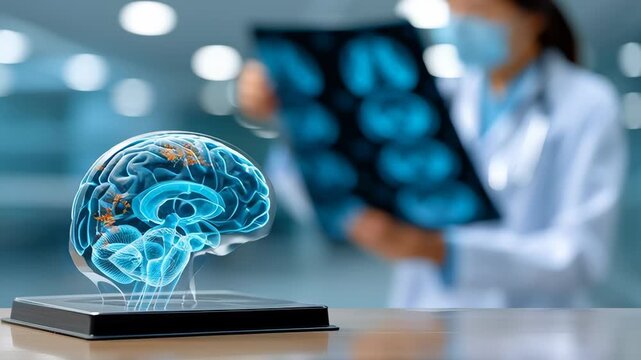 Beta amyloid plaques brain model highlight neurological research with brain scan showing beta amyloid deposits for disease