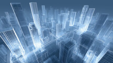 Obraz premium Innovation and growth visualized through futuristic isometric city blueprints with sophisticated 3D rendering