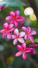 Fototapeta premium Close-up of pink plumeria blossoms