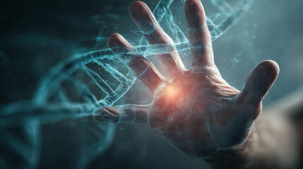 DNA Technology Genome Healthcare Biological Innovation Neon AI Molecular Lab Digital Evolution Genetics Connection Spark Human Pulse Abstract 