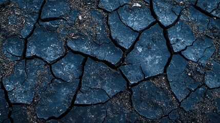 Dramatic cracked earth texture shows parched soil landscape due to global warming