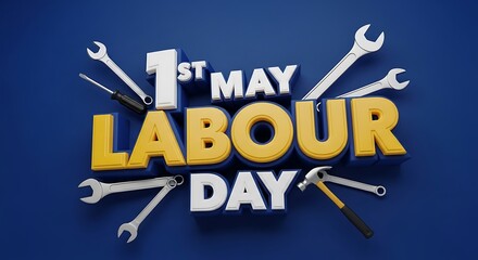 First may labour day celebration with tools and text