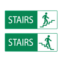 Bundle label sticker dirextion up and down stairs with arrow, isolated emergency exit building sign
