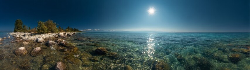 Scenic coastal panorama ocean view hdr 360 degree