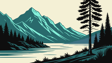 Minimal Geometric Mountain Vector with Layered Triangular Shapes in Gradient and Pastel Colors – Modern Abstract Landscape for Posters, Branding, and Wall Art