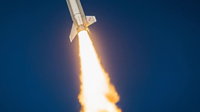 WW3 Missile Launch: Dramatic Ascent Against Blue Sky