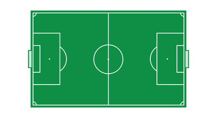 Overhead View of a Green Soccer Field with Goal Posts silhouette