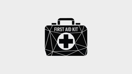 Modern first aid kit icon featuring a bold cross and geometric design, perfect for medical or safety branding and emergency preparedness visuals.