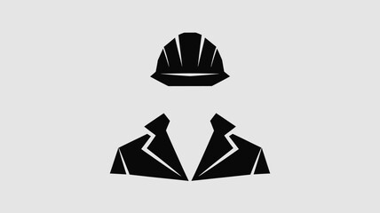 Abstract silhouette of a professional wearing a hard hat and suit jacket, symbolizing industry leadership and construction expertise for modern business concepts